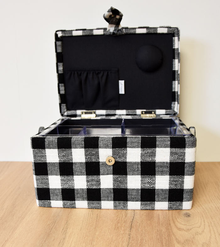 Petit Sac En Tissu Vichy Noir Et Blanc - 27 X 28 Cm - Pour Ranger Doudou Ou Poupée - Occasion Bon état