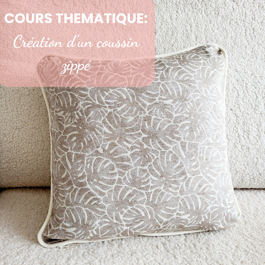 cours de couture coussin zippé